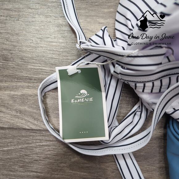 Eomenie Cross Front Tie Back Cut Out One Piece Swimsuit Size M - Picture 4 of 7